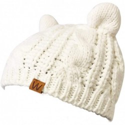 Skullies & Beanies Winter Warm Cable Knit Cat Ears Beanie - Cream - C2180G8LAIT $18.69