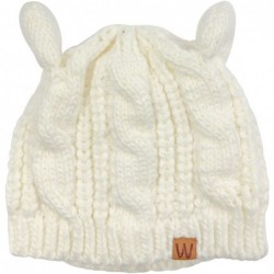 Skullies & Beanies Winter Warm Cable Knit Cat Ears Beanie - Cream - C2180G8LAIT $14.45