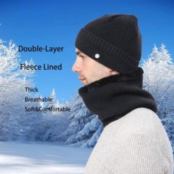 Skullies & Beanies Winter Beanie Hat Neck Warmer Set Warm Knit Hat Thick Knit Skull Cap Thick Fleece Lined Hat Scarf for Men ...