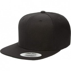 Baseball Caps Yupoong Premium Classic Snapback Hat - Flat Brim- Adjustable Ballcap w/Hat Liner - Black - C818GYZGDLY $30.30