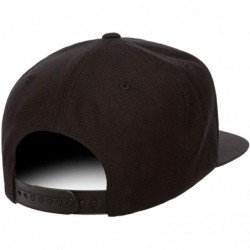 Baseball Caps Yupoong Premium Classic Snapback Hat - Flat Brim- Adjustable Ballcap w/Hat Liner - Black - C818GYZGDLY $20.08
