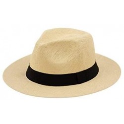 Sun Hats Wide Brim Paper Straw Fedora- Classic C Crown Panama Sun Hat (1 Size Fits Most) - Natural - CE18EQT9XN5 $34.28