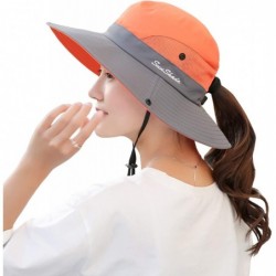 Sun Hats Women's Outdoor UV Protection Foldable Mesh Wide Brim Beach Fishing Hat - Orange - CH18CK3YU5K $29.16
