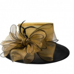 Sun Hats Noble Womens Dress Hats Wide Brim Church Wedding Kentucky Derby Floral A045 - Gold - C411N64CXBX $52.72