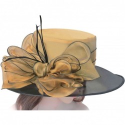 Sun Hats Noble Womens Dress Hats Wide Brim Church Wedding Kentucky Derby Floral A045 - Gold - C411N64CXBX $47.07