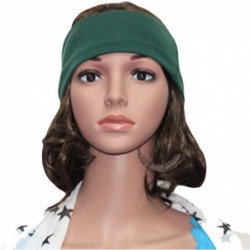 Headbands Women's Solid Stretch Wide Sports Headband Cotton Yoga Hairband Bandanas - Dark Green - CY188ND26GH $12.84