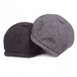 Newsboy Caps Men's Sale Black Grey Hat Classics Herringbone Newsboy Baker Boy Tweed Flat Cap Gatsby Hat (Coffee) - Coffee - C...