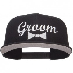 Baseball Caps Groom Bow Tie Embroidered Cotton Snapback - Black - CU12IRAP40B $54.79