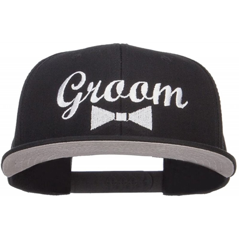 Baseball Caps Groom Bow Tie Embroidered Cotton Snapback - Black - CU12IRAP40B $37.36