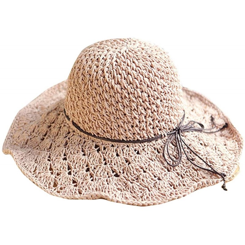 Sun Hats Women's Wide Brim Floppy Summer Sun Hat UPF 50+ Beach Staw Hat - 2 Light Pink - CU199ZZ56O9 $40.78