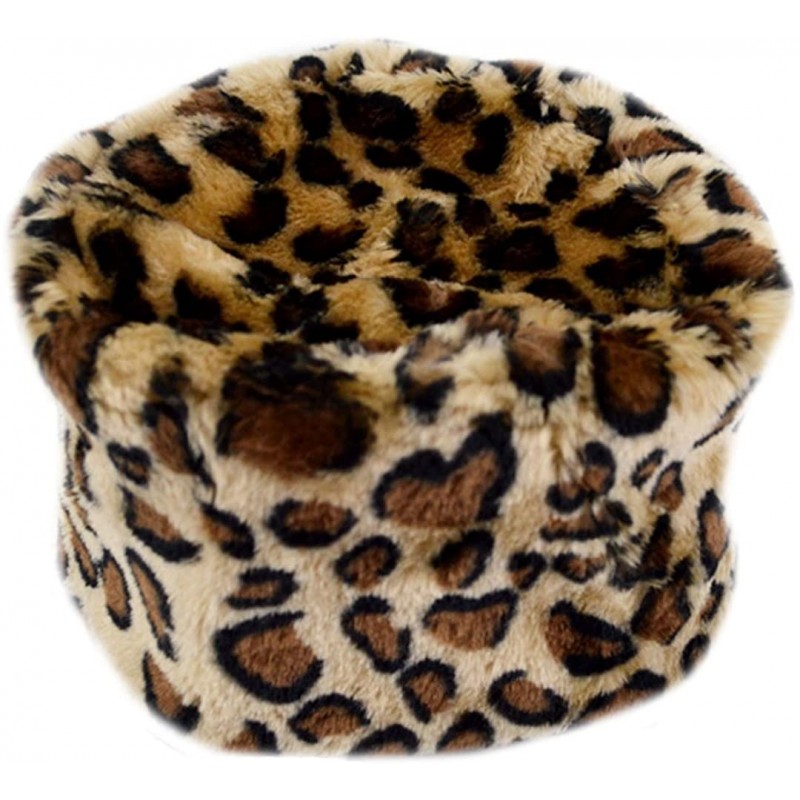Skullies & Beanies Women Girls Winter Faux Fur Cossak Russian Style Hat Warm Skull Cap Wrap Hat - A-leopard - C918ZXK6D4C $13.57