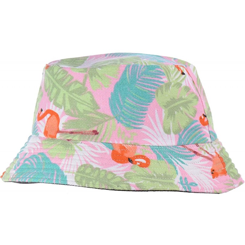 Bucket Hats Packable Reversible Black Printed Fisherman Bucket Sun Hat- Many Patterns - Pastel Fantasy Flamingo - CX18ARQ7XT4...