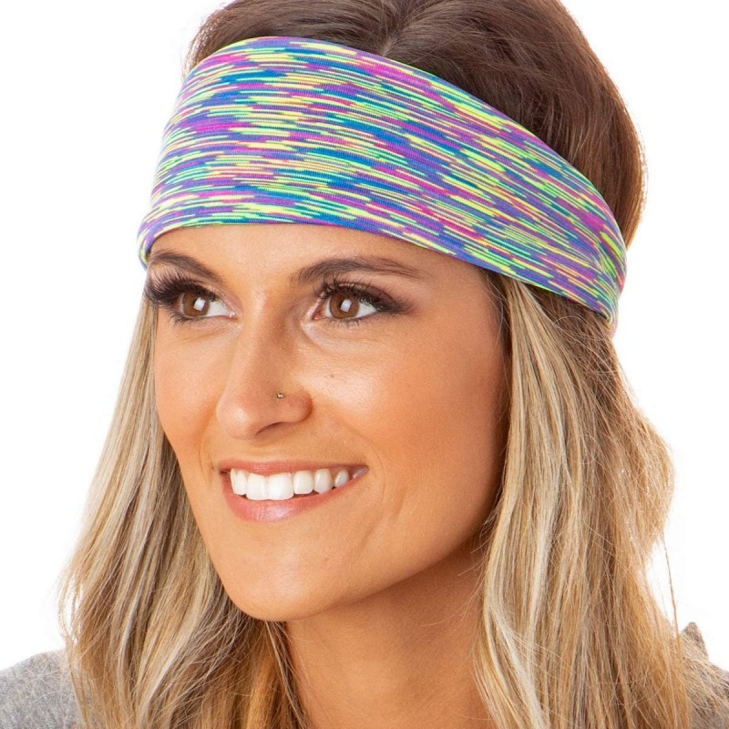Headbands Adjustable & Stretchy Space Dye Xflex Wide Headbands for Women Girls & Teens - Space Dye Purple Multi - CM12NA3HZTJ...