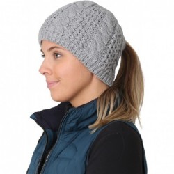 Skullies & Beanies Ponytail Hat - Cable Knit Winter Beanie for Women - Storm Grey - CP17X633YTT $38.98