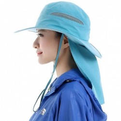 Sun Hats Womens Sun Hats Summer Wide Brim Flap Cover Cap UPF 50+ Fishing Hat - Aqua Blue - CD18R4RENA7 $18.07