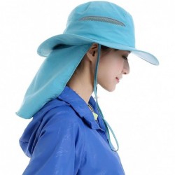 Sun Hats Womens Sun Hats Summer Wide Brim Flap Cover Cap UPF 50+ Fishing Hat - Aqua Blue - CD18R4RENA7 $12.13