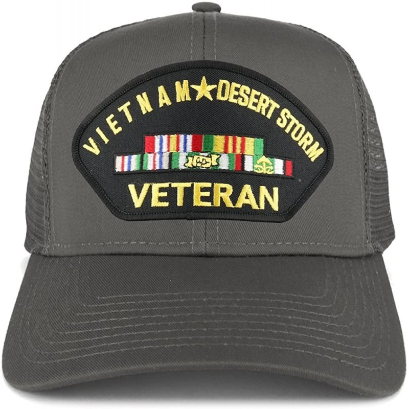 Baseball Caps Vietnam and Desert Storm Veteran Embroidered Patch Snapback Mesh Trucker Cap - Charcoal - C6189O03HKM $35.48
