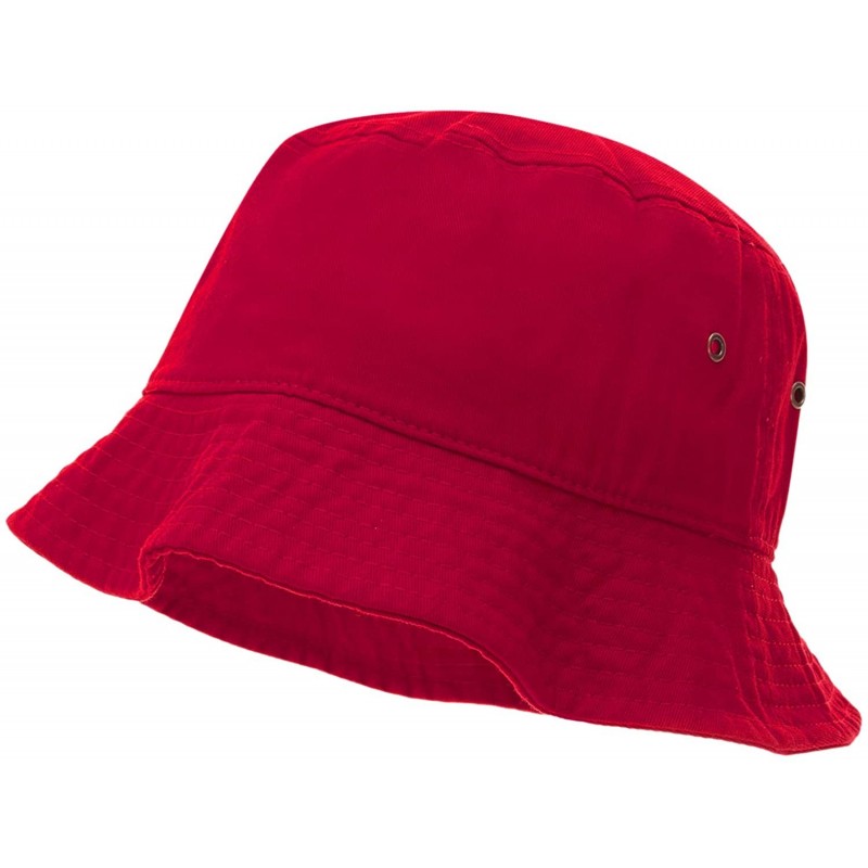 Bucket Hats 100% Cotton Bucket Hat for Men- Women- Kids - Summer Cap Fishing Hat - Red - C318DOQWNA4 $17.53
