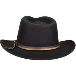 Fedoras Felt Outback Hat - Black - CR12G57CCBN $93.37
