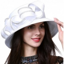 Sun Hats Sweet Cute Cloche Oaks Church Dress Bowler Derby Wedding Hat Party S606-A - Rhinestone-white - CJ180MMI9DG $72.34