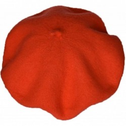 Berets Women's Solid Color Classic French Style Beret Beanie Hat - Orange - C411Y7M5KX1 $20.43