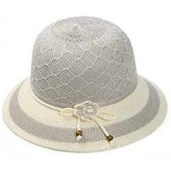 Fedoras Women Lady Summer Breathable Sun Braided Trim Straw Bowler Cap Cloche Hat - Daisy Tie - Pink - CZ12EKWFGPT $12.22
