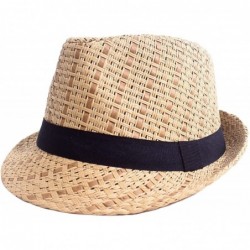 Fedoras Men/Women Summer Classic Short Brim Beach Sun Hat Straw Fedora Hat - 745_brown - CW11ZH47LML $31.66