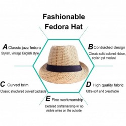 Fedoras Men/Women Summer Classic Short Brim Beach Sun Hat Straw Fedora Hat - 745_brown - CW11ZH47LML $22.13