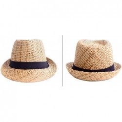 Fedoras Men/Women Summer Classic Short Brim Beach Sun Hat Straw Fedora Hat - 745_brown - CW11ZH47LML $22.13