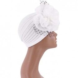 Skullies & Beanies Shiny Flower Turban Shimmer Chemo Cap Hairwrap Headwear Beanie Hair Scarf - White2 - CV194URTAAE $18.99