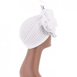 Skullies & Beanies Shiny Flower Turban Shimmer Chemo Cap Hairwrap Headwear Beanie Hair Scarf - White2 - CV194URTAAE $18.99