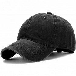Baseball Caps Men & Women's Washed Cotton Baseball Caps Adjustable Plain Dad Hat - Black - CS183L5K9WS $22.10