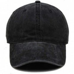 Baseball Caps Men & Women's Washed Cotton Baseball Caps Adjustable Plain Dad Hat - Black - CS183L5K9WS $20.26