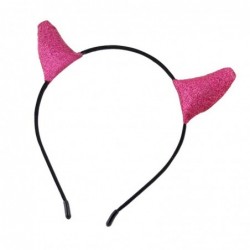 Headbands Glitter Devil Horns Headband Halloween Fancy Dress Cosplay Hairband (Rose) - Roae - CC1929MRU9Y $16.55
