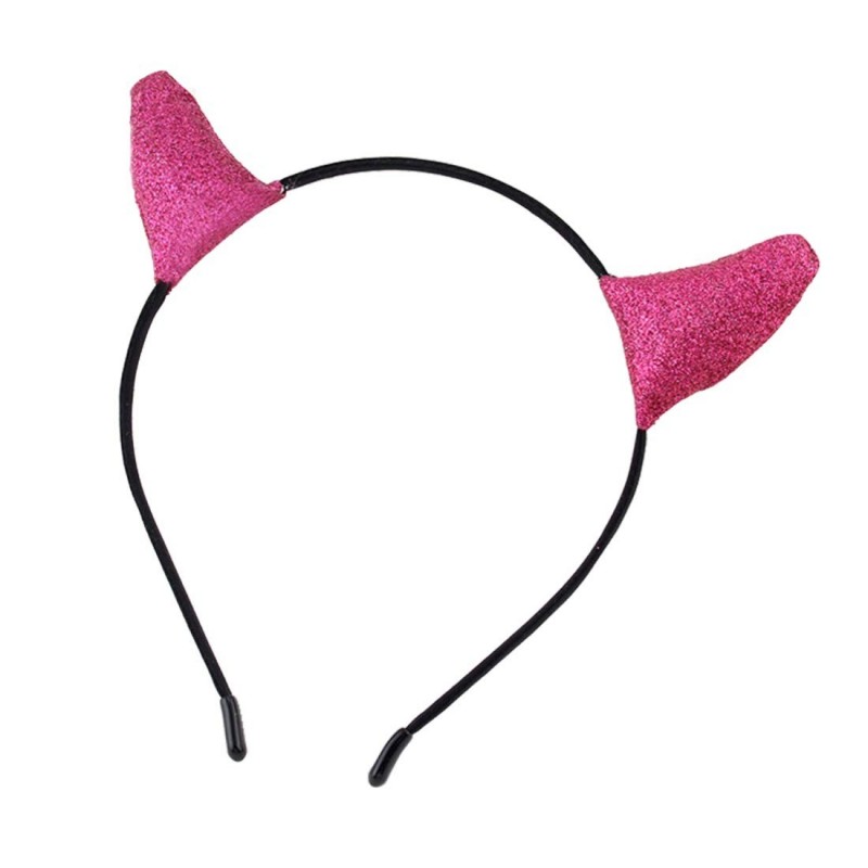 Headbands Glitter Devil Horns Headband Halloween Fancy Dress Cosplay Hairband (Rose) - Roae - CC1929MRU9Y $11.48
