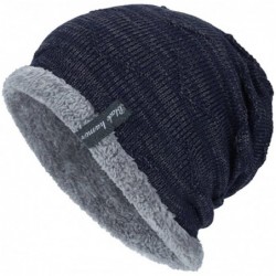Skullies & Beanies Black Humor Unisex Winter Knitting Skull Cap Wool Slouchy Beanie Hat - Navy - CB188O8IA7O $14.46