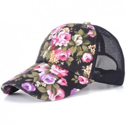 Baseball Caps Women's Adjustable Print Floral Baseball Hat Caps Sun Hat - Blackl - CK12CWHHA9N $28.10
