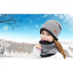 Skullies & Beanies Womens Beanie Winter Hat Scarf Set Slouchy Warm Snow Knit Skull Cap - Beanie + Scarf (Light Grey) - CC188E...