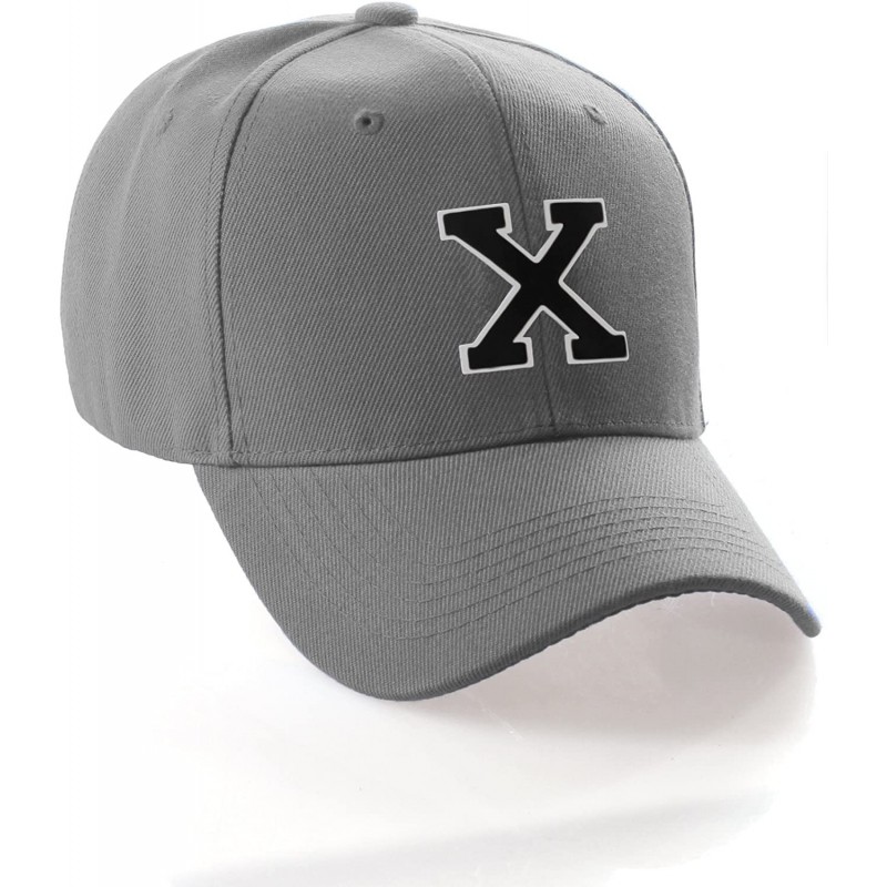 Baseball Caps Classic Baseball Hat Custom A to Z Initial Team Letter- Charcoal Cap White Black - Letter X - CZ18IDWSNZ0 $22.43