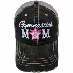 Baseball Caps Embroidered Sports Mom Series Distressed Look Grey Trucker Cap Hat Sports (Gymnastics Mom) - CS186SYO0H7 $35.70