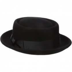 Fedoras Men's 100% Wool Felt Porkpie Hat and Grosgrain Ribbon Band and Bow - Black - CA115WT3ETP $77.89
