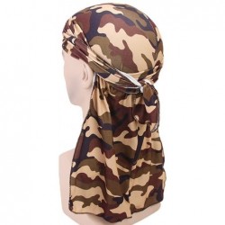 Skullies & Beanies 2PCS Camouflage Print Stretchable Silky Durag Headwraps Long Tail Durag Cap Bandana Turban for Men - CD18L...