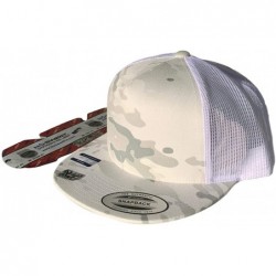Baseball Caps Yupoong 6006 Flatbill Trucker Mesh Snapback Hat with NoSweat Hat Liner - Multicam Alpine/White - C018XWTIAHT $2...