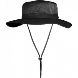 Sun Hats Unisex Outdoor Hats Wide Brim Sun Hat with Neck Flap Cover UPF 50+ - Black - CN18RG05NS3 $31.28