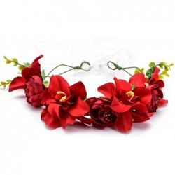 Headbands Ivory Maternity Lily Camellia Flower Crown Handcrafted Headband Festival Hair Wreath BC49 - Red - CL189KAXADR $17.69