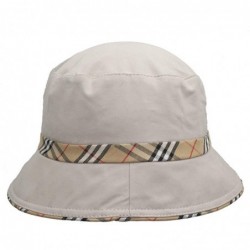 Bucket Hats Unisex Plaid Bordered Summer Cap Outdoor Fishing Hunting Bucket Hat - Off White - CT1829AG7RM $28.52