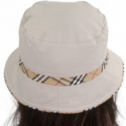Bucket Hats Unisex Plaid Bordered Summer Cap Outdoor Fishing Hunting Bucket Hat - Off White - CT1829AG7RM $18.36