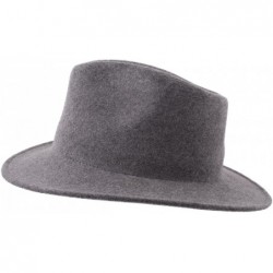 Fedoras Men's Nude Traveller Teardrop Wool Felt Fedora Hat Packable Water Repellent - Gris - CX187DSSA2Z $58.73