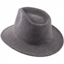 Fedoras Men's Nude Traveller Teardrop Wool Felt Fedora Hat Packable Water Repellent - Gris - CX187DSSA2Z $58.73