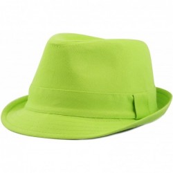 Fedoras 100% Cotton Paisley Lining Premium Quality Fedora Hat - Lime Green - CP12CQSRM8X $30.54